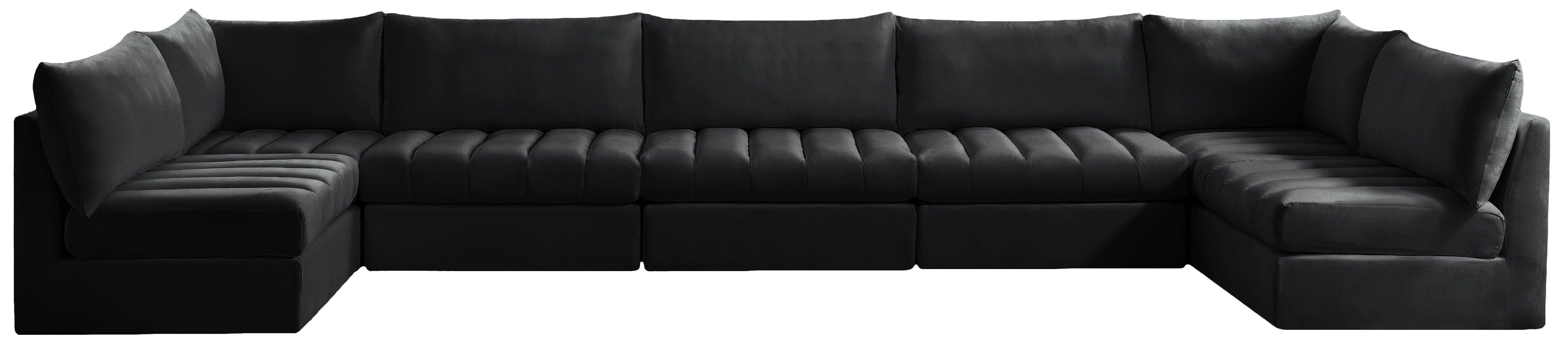 Meridian Furniture - Jacob - Modular Sectional 7 Piece - Black - 5th Avenue Furniture