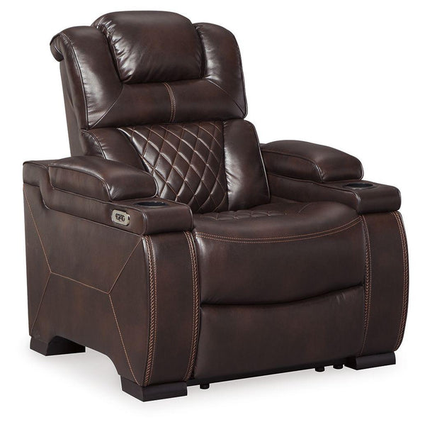 Signature Design by Ashley® - Warnerton - Brown Dark - Pwr Recliner/Adj Headrest - 5th Avenue Furniture