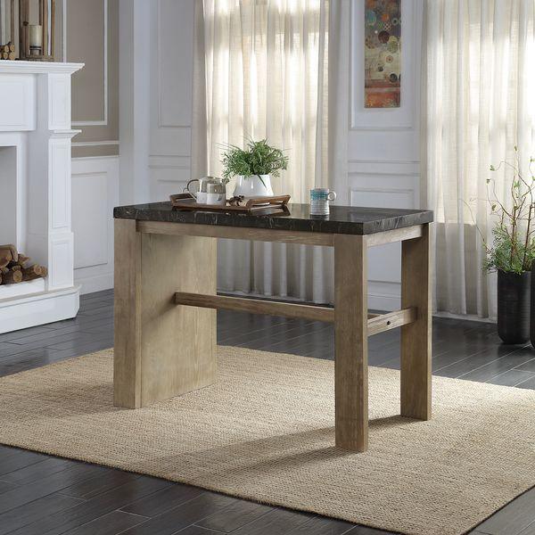 ACME - Charnell - Counter Height Table - Marble & Oak Finish - 5th Avenue Furniture