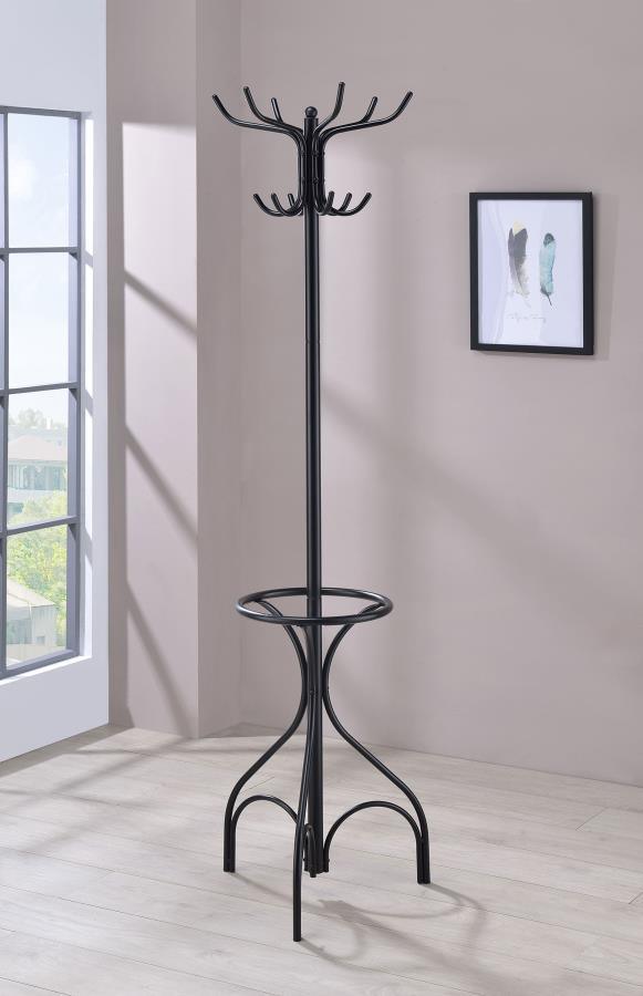 CoasterEveryday - Kiefer - Coat Rack With 12 Hooks - Black - 5th Avenue Furniture