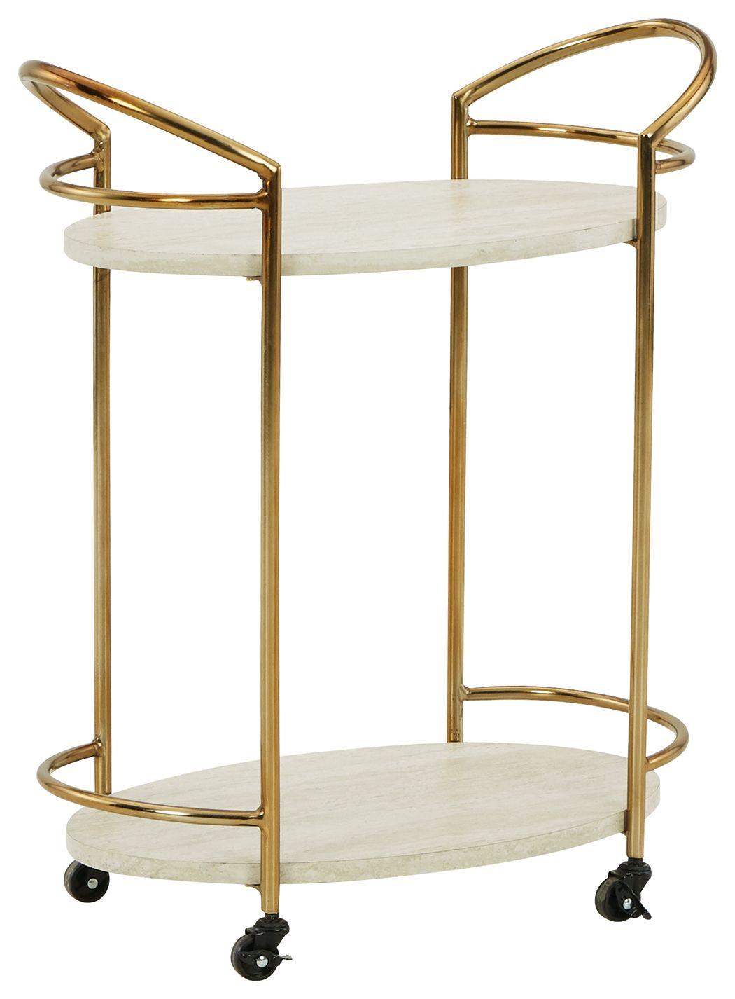 Signature Design by Ashley® - Tarica - Cream / Gold Finish - Bar Cart - 5th Avenue Furniture