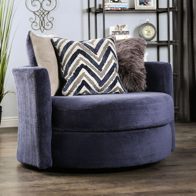 Furniture of America - Griswold - Swivel Chair - Navy - 5th Avenue Furniture