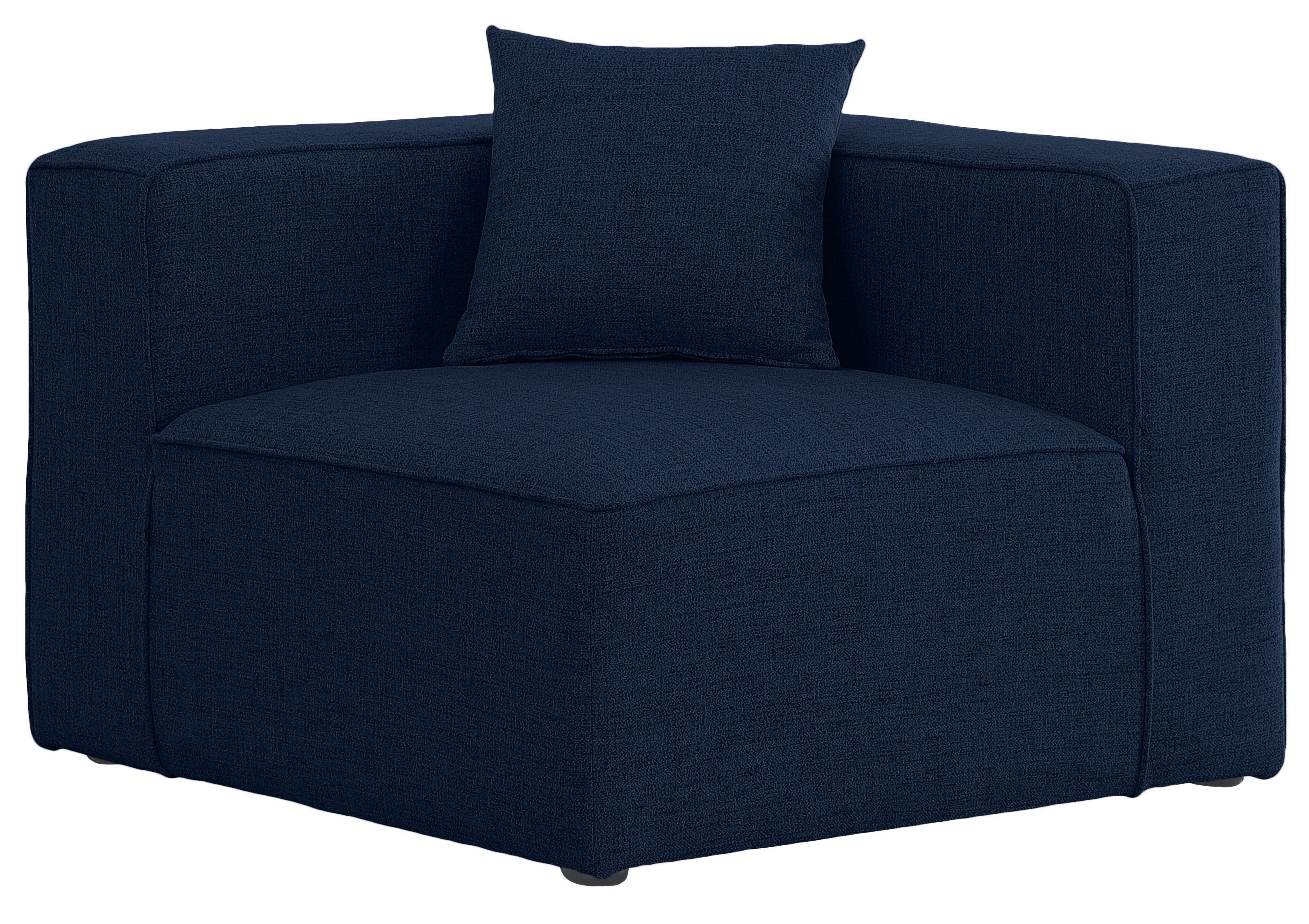 Meridian Furniture - Cube - Corner Chair - Navy - 5th Avenue Furniture