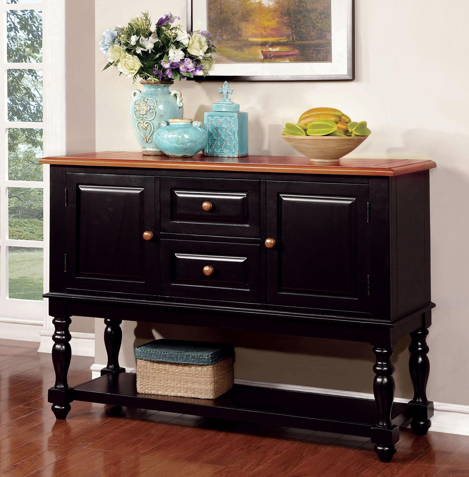 Furniture of America - Mayville - Server - Black / Antique Oak - 5th Avenue Furniture