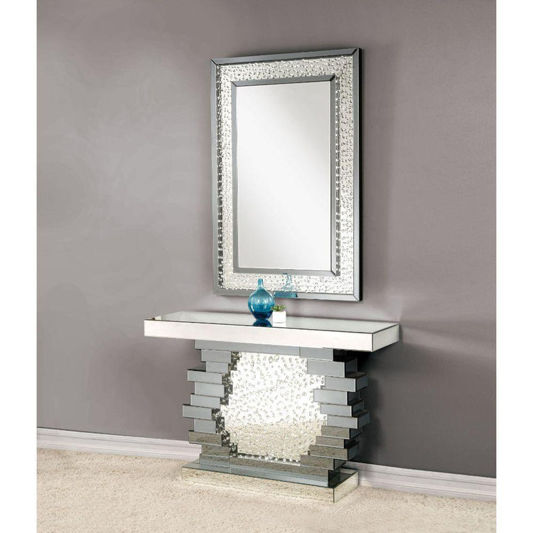 ACME - Nysa - Accent Table - Mirrored & Faux Crystals - Wood - 32" - 5th Avenue Furniture