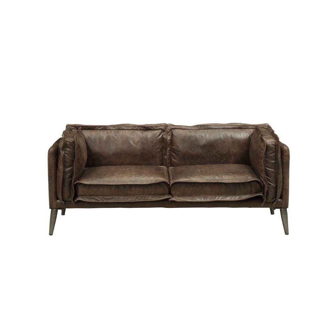 ACME - Porchester - Loveseat - Distress Chocolate Top Grain Leather - 5th Avenue Furniture
