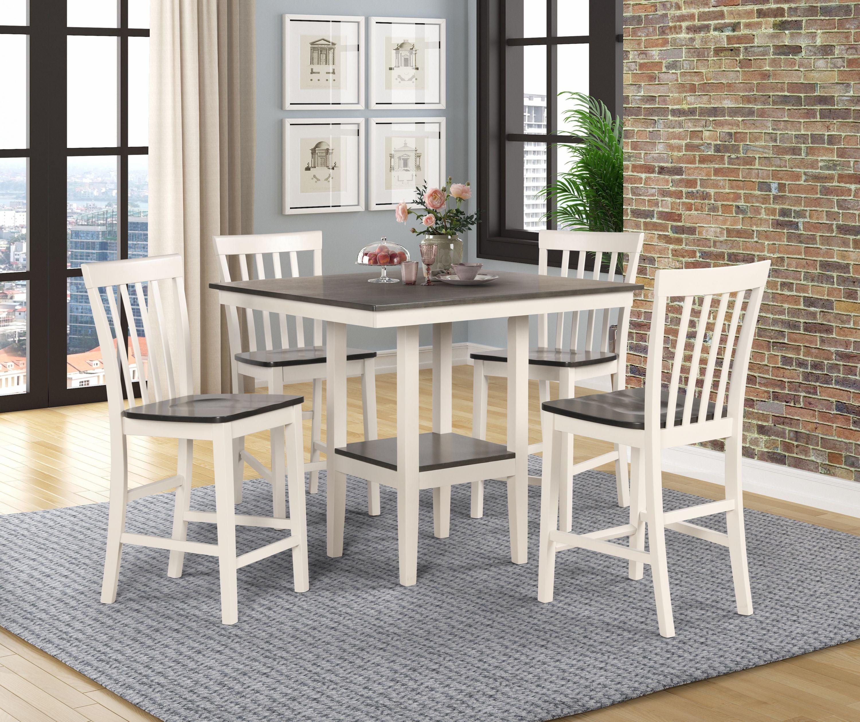 Crown Mark - Brody - 5 Piece Counter Height Table Set - White - 5th Avenue Furniture