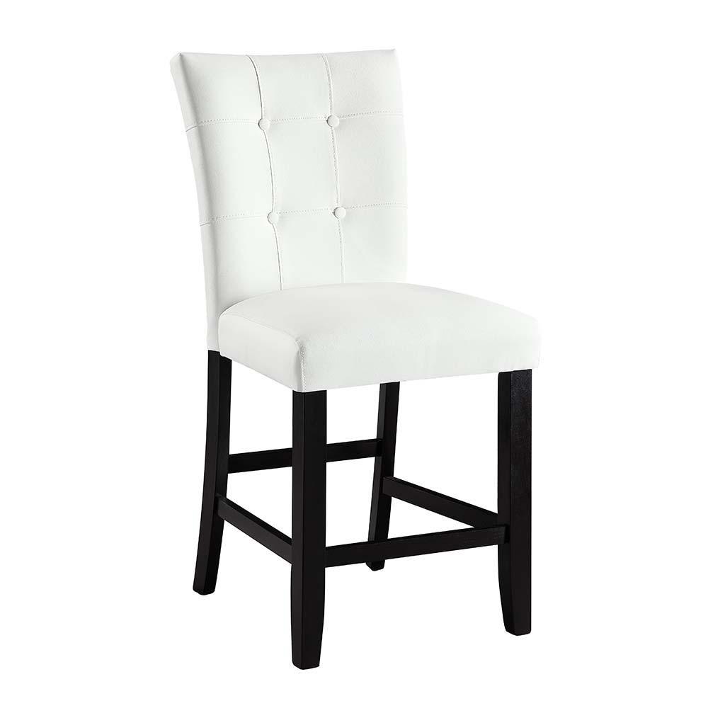 ACME - Hussein - Counter Height Chair (Set of 2) - White PU & Black Finish - 5th Avenue Furniture