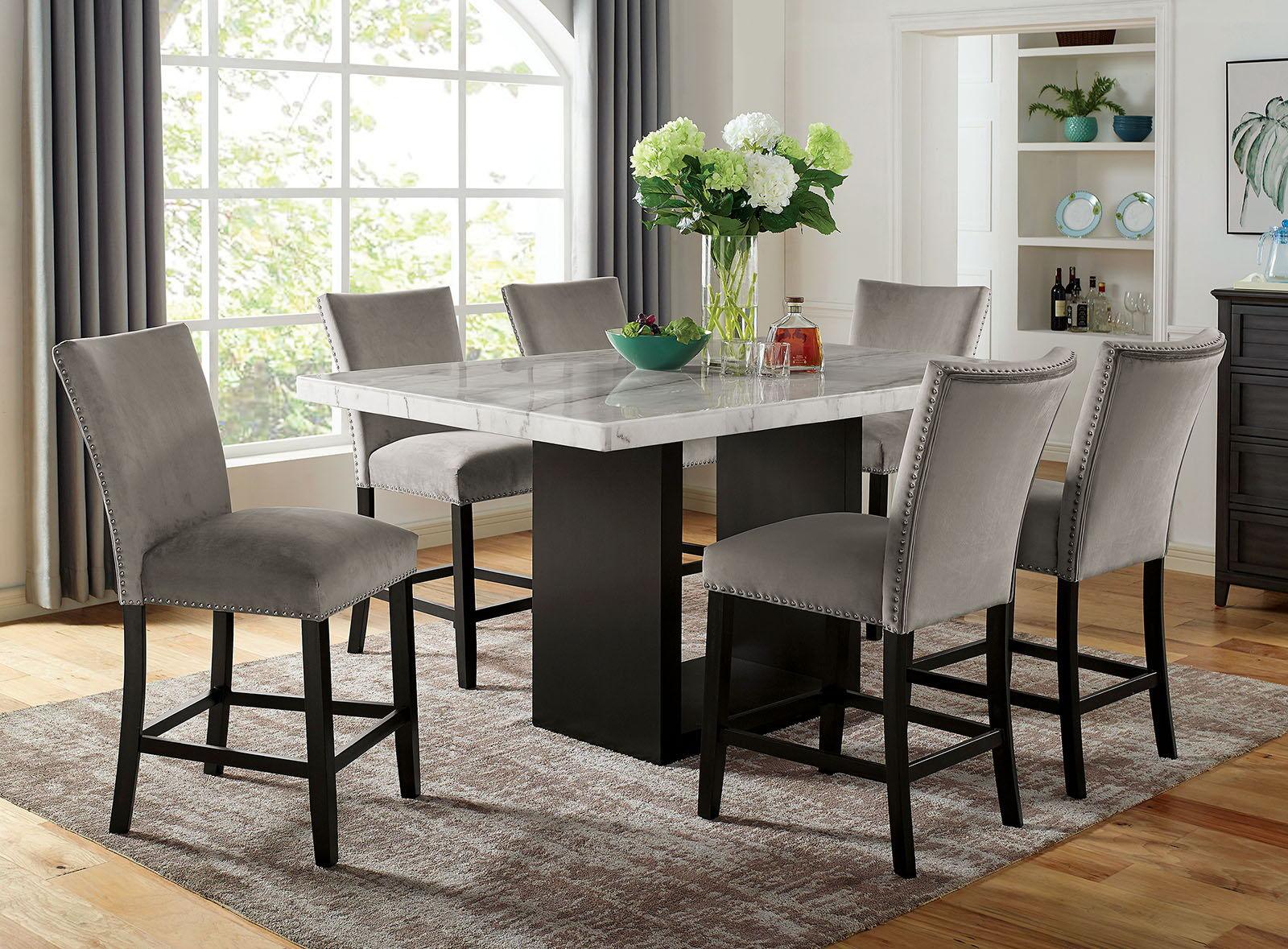 Furniture of America - Kian - Counter Height Dining Table - White / Black - 5th Avenue Furniture