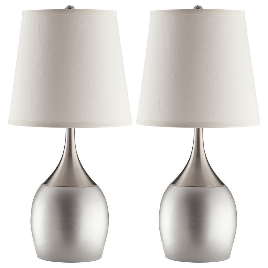 CoasterEveryday - Tenya - Empire Shade Table Lamps (Set of 2) - Silver And Chrome - 5th Avenue Furniture