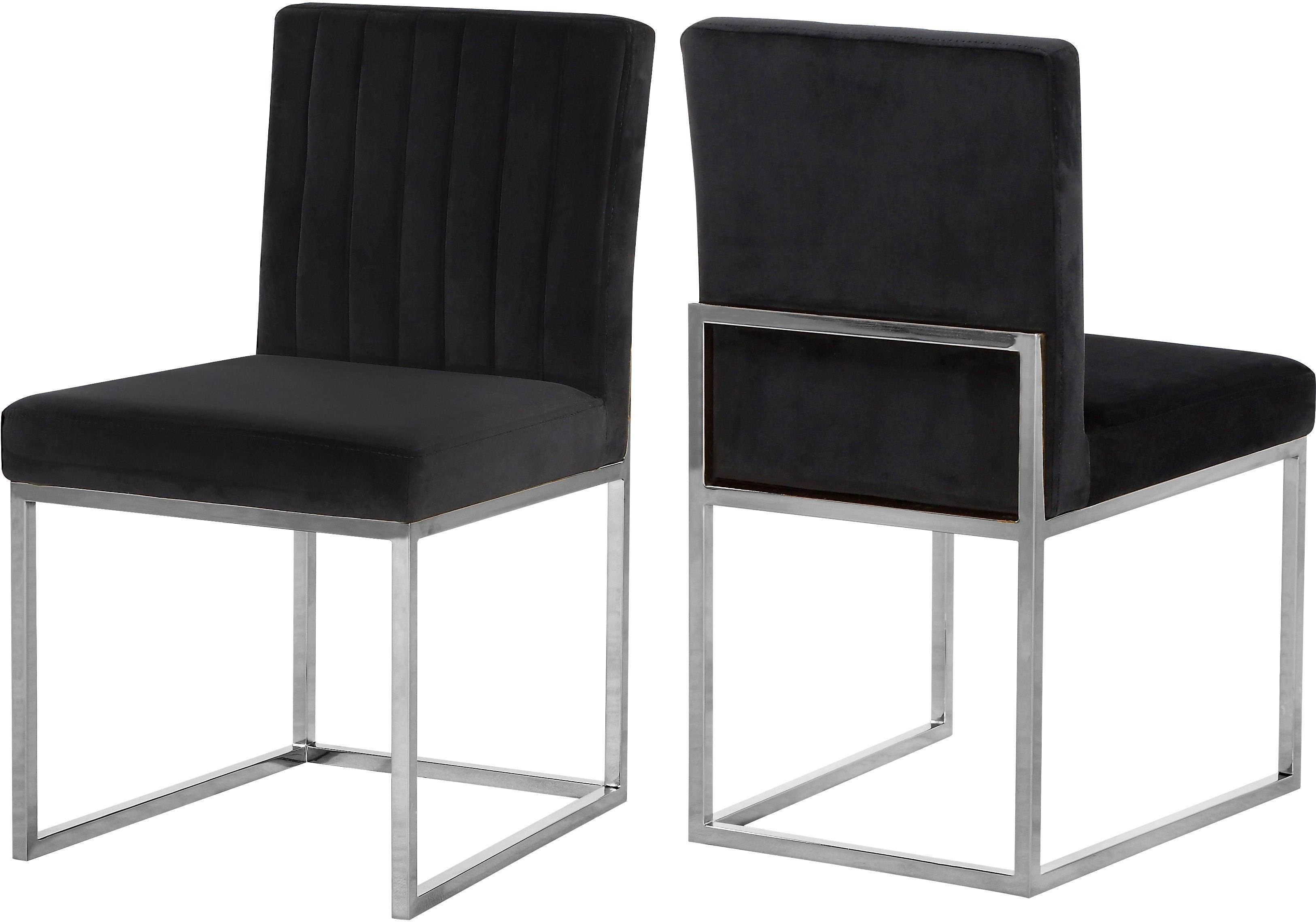 Meridian Furniture - Giselle - Dining Chair with Chrome Base (Set of 2) - 5th Avenue Furniture