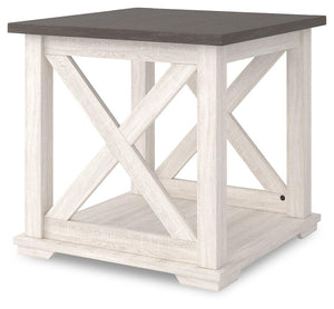 Ashley Furniture - Dorrinson - White / Black / Gray - Square End Table - 5th Avenue Furniture