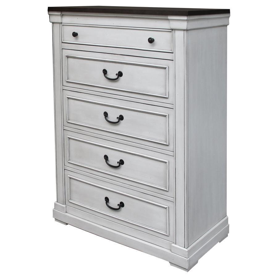 CoasterEssence - Hillcrest - 5-Drawer Chest - Dark Rum And White - 5th Avenue Furniture