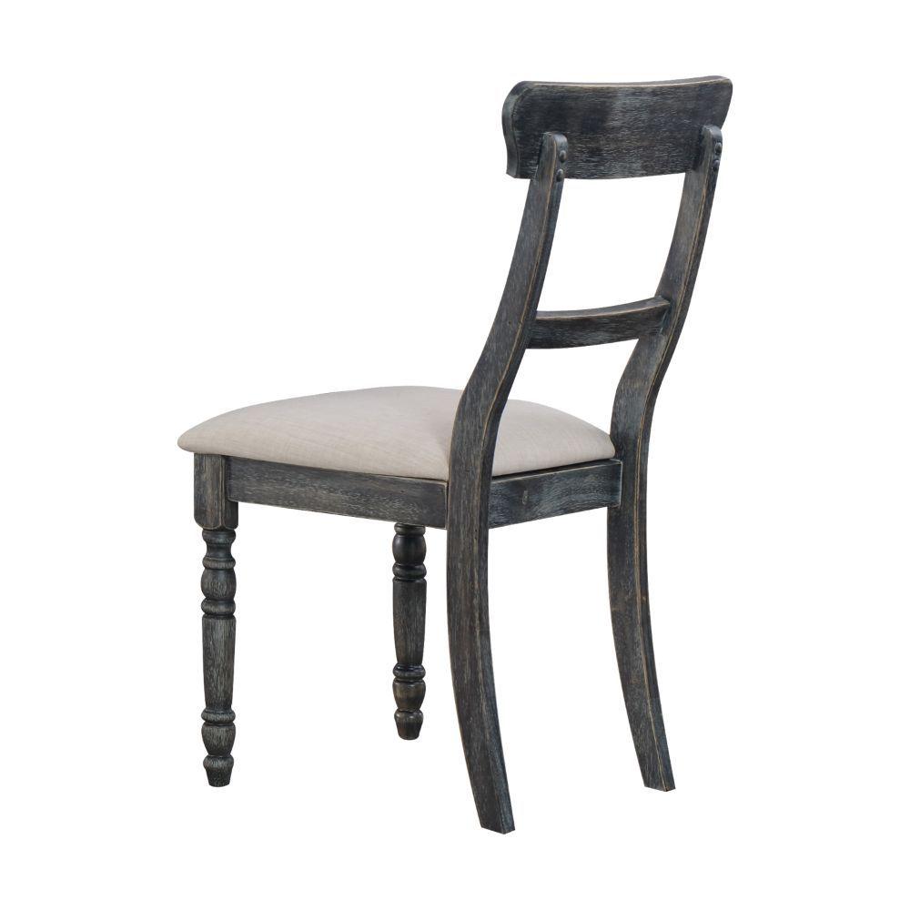 ACME - Leventis - Side Chair (Set of 2) - Light Brown Linen & Weathered Gray - 5th Avenue Furniture