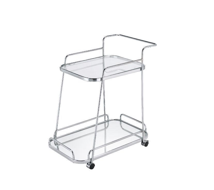 ACME - Aegis - Serving Cart - Clear Glass & Chrome Finish - 5th Avenue Furniture