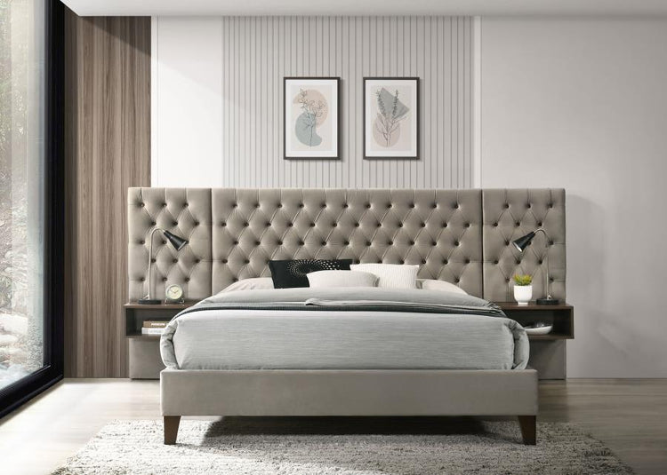 Coaster Fine Furniture - Marley - Upholstered Platform Bed With Headboard Panels - 5th Avenue Furniture