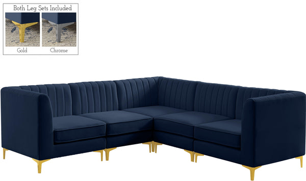 Meridian Furniture - Alina - Modular Sectional 5 Piece - Navy - 5th Avenue Furniture