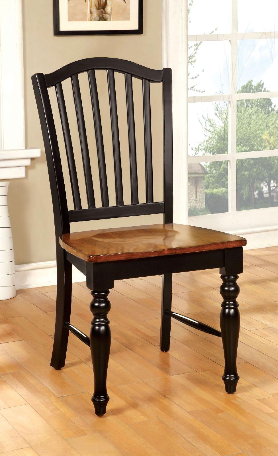 Furniture of America - Mayville - Side Chair (Set of 2) - Black / Antique Oak - 5th Avenue Furniture