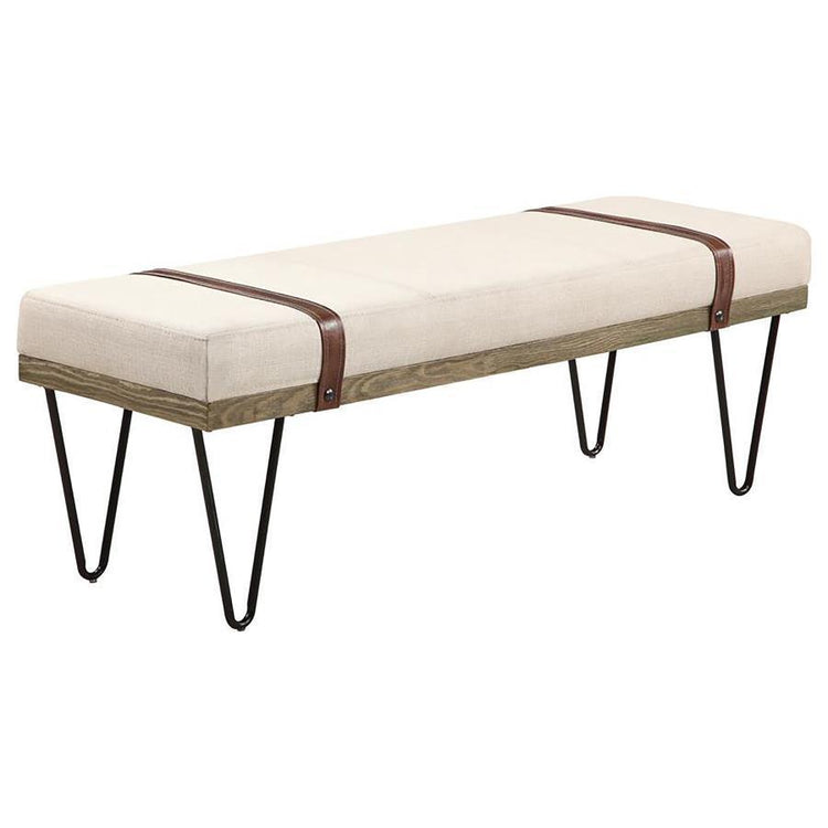 CoasterEssence - Austin - Upholstered Bench Beige And Black - 5th Avenue Furniture