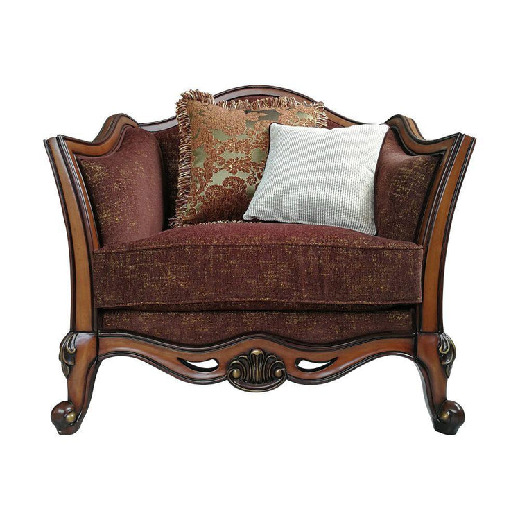 ACME - Beredei - Chair - Fabric & Antique Oak - 5th Avenue Furniture