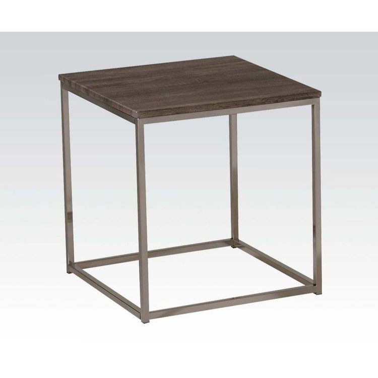 ACME - Cecil - End Table - Walnut & Brushed Nickel - 5th Avenue Furniture