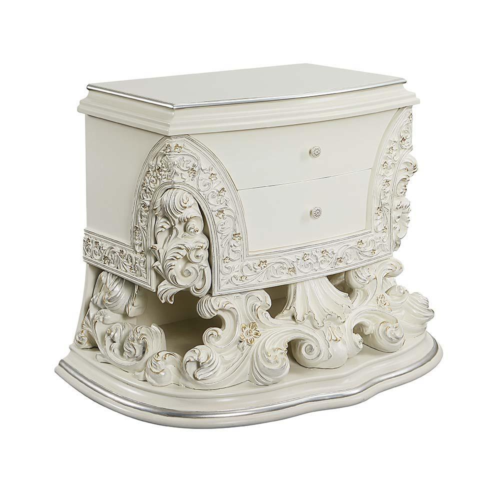 ACME - Adara - Nightstand - Antique White Finish - 5th Avenue Furniture