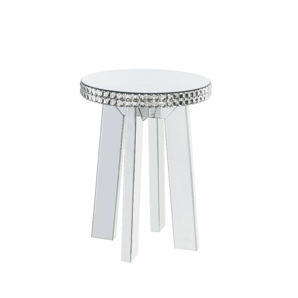 ACME - Lotus - End Table - Mirrored & Faux Crystals - 5th Avenue Furniture