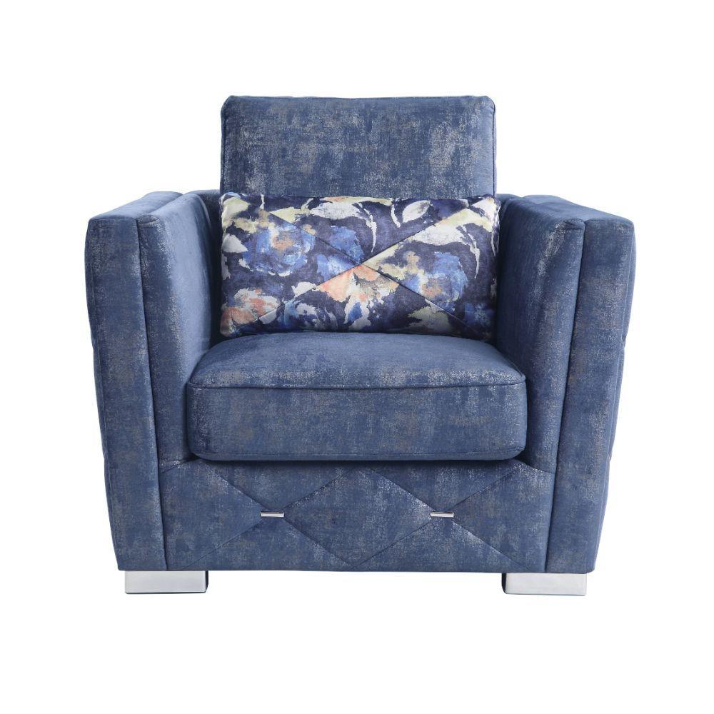 ACME - Emilia - Chair - 2-Tone Blue Fabric - 5th Avenue Furniture