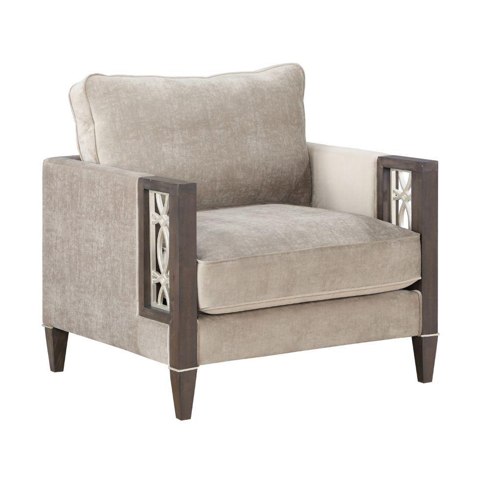 ACME - Peregrine - Chair - Velvet & Walnut - 5th Avenue Furniture