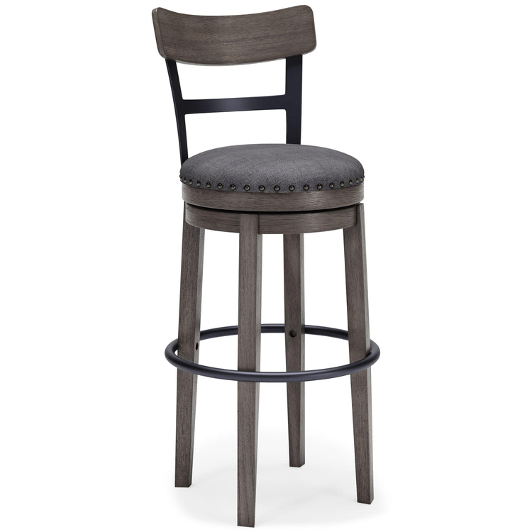 Signature Design by Ashley® - Caitbrook - Gray - Tall Uph Swivel Barstool - 5th Avenue Furniture