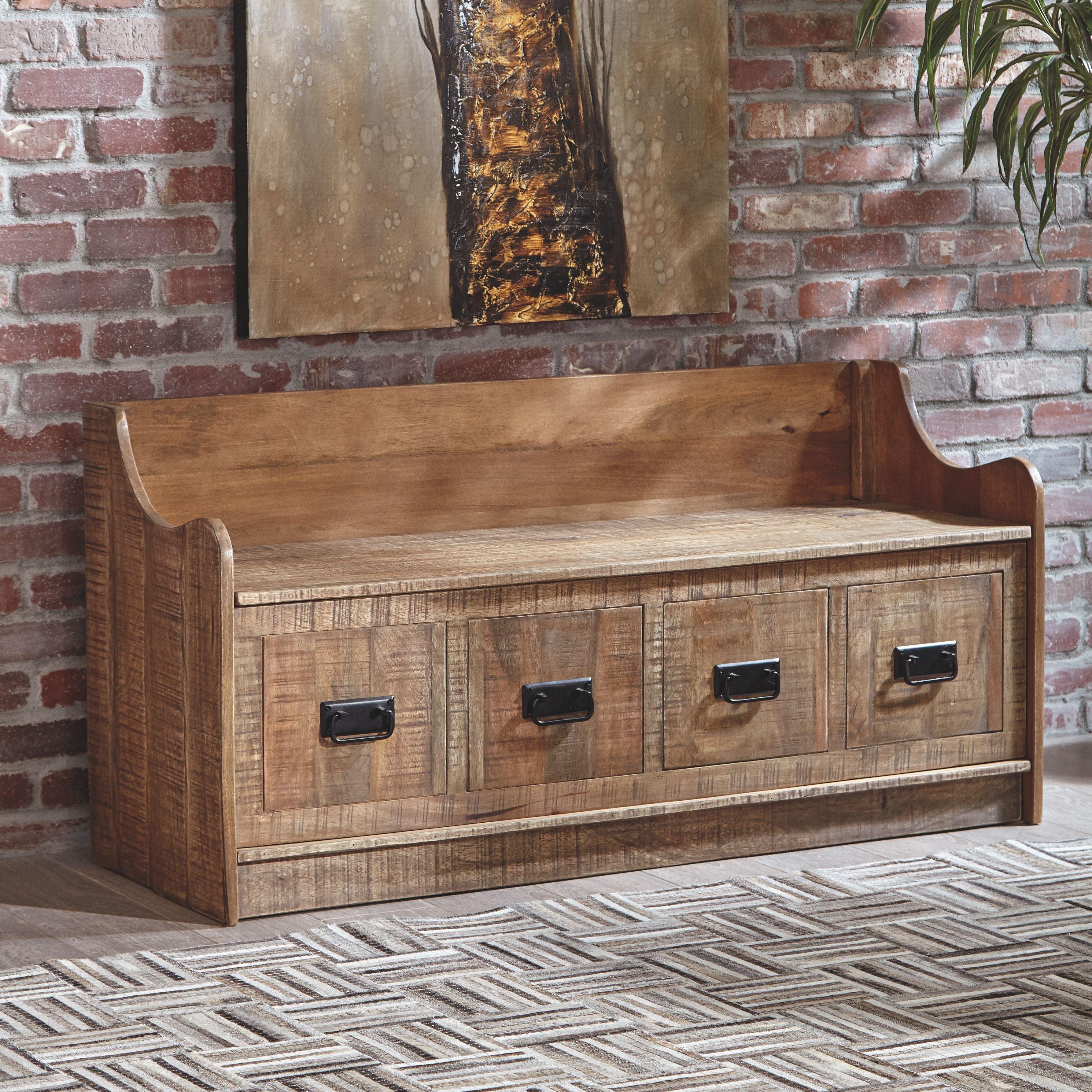 Ashley Furniture - Garrettville - Brown - Storage Bench - 5th Avenue Furniture