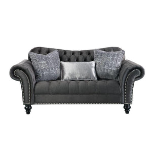 ACME - Gaura - Loveseat - Dark Gray Velvet - 5th Avenue Furniture