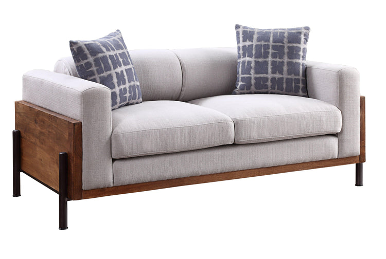 ACME - Pelton - Loveseat - Fabric & Walnut - 5th Avenue Furniture