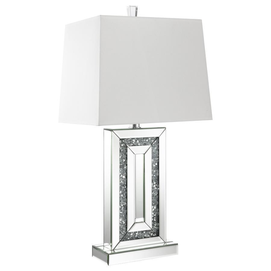 CoasterElevations - Ayelet - Table Lamp With Square Shade - White And Mirror - 5th Avenue Furniture