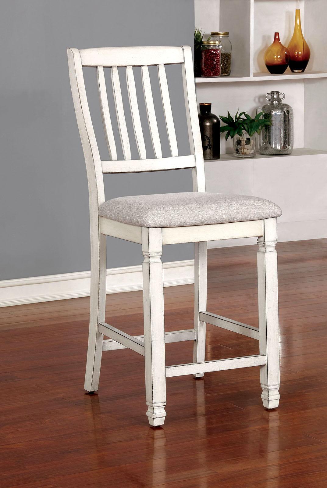 Furniture of America - Kaliyah - Counter Height Chair (Set of 2) - Antique White - 5th Avenue Furniture