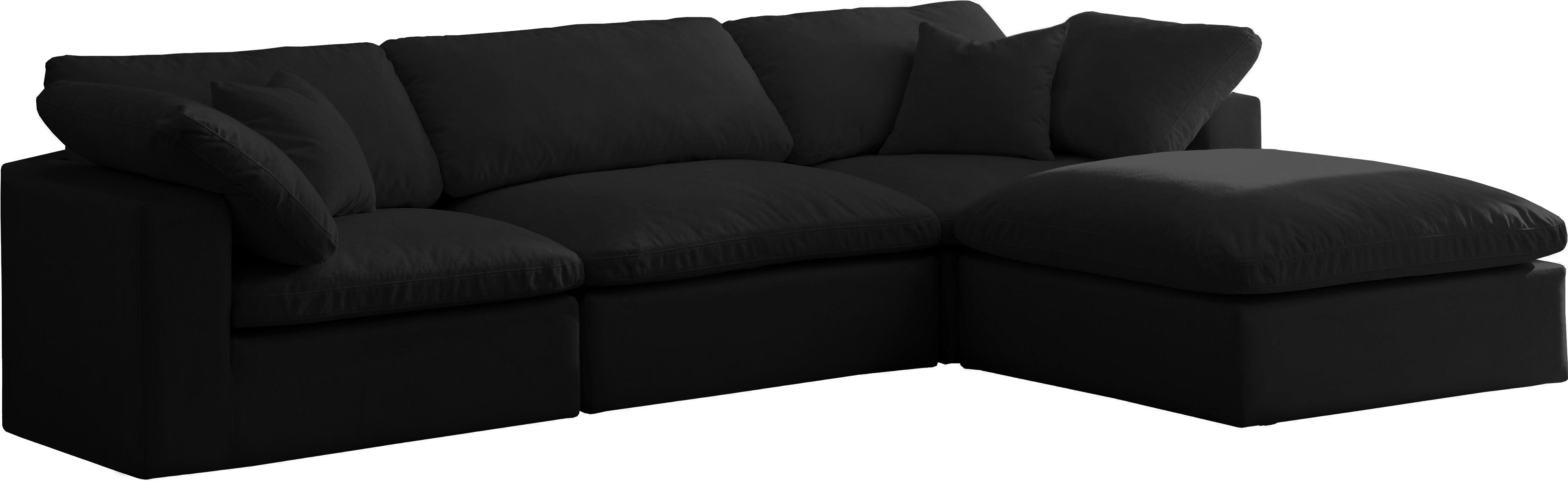 Meridian Furniture - Cozy - Modular Sectional 4 Piece Cloud - Black - 5th Avenue Furniture