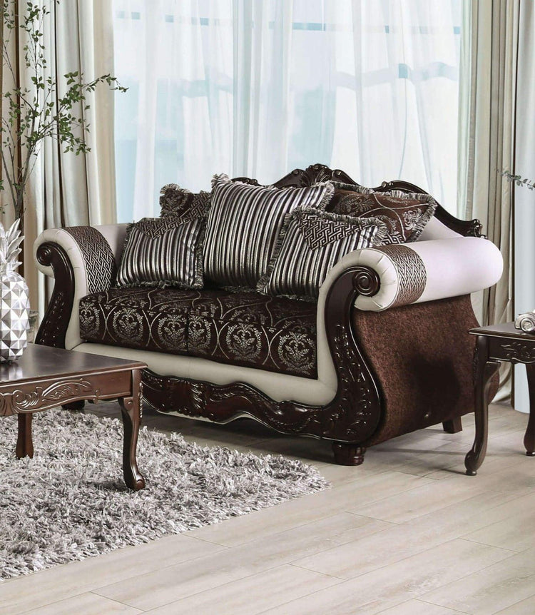 Furniture of America - Navarre - Loveseat - Brown / White - 5th Avenue Furniture