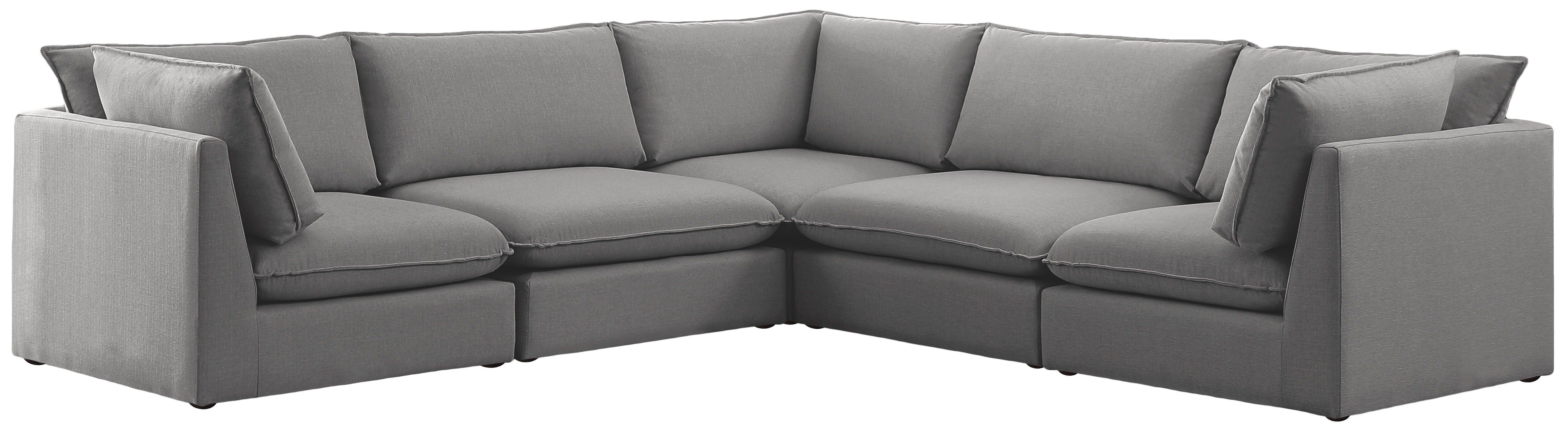Meridian Furniture - Mackenzie - Modular Sectional 5 Piece - Gray - Modern & Contemporary - 5th Avenue Furniture