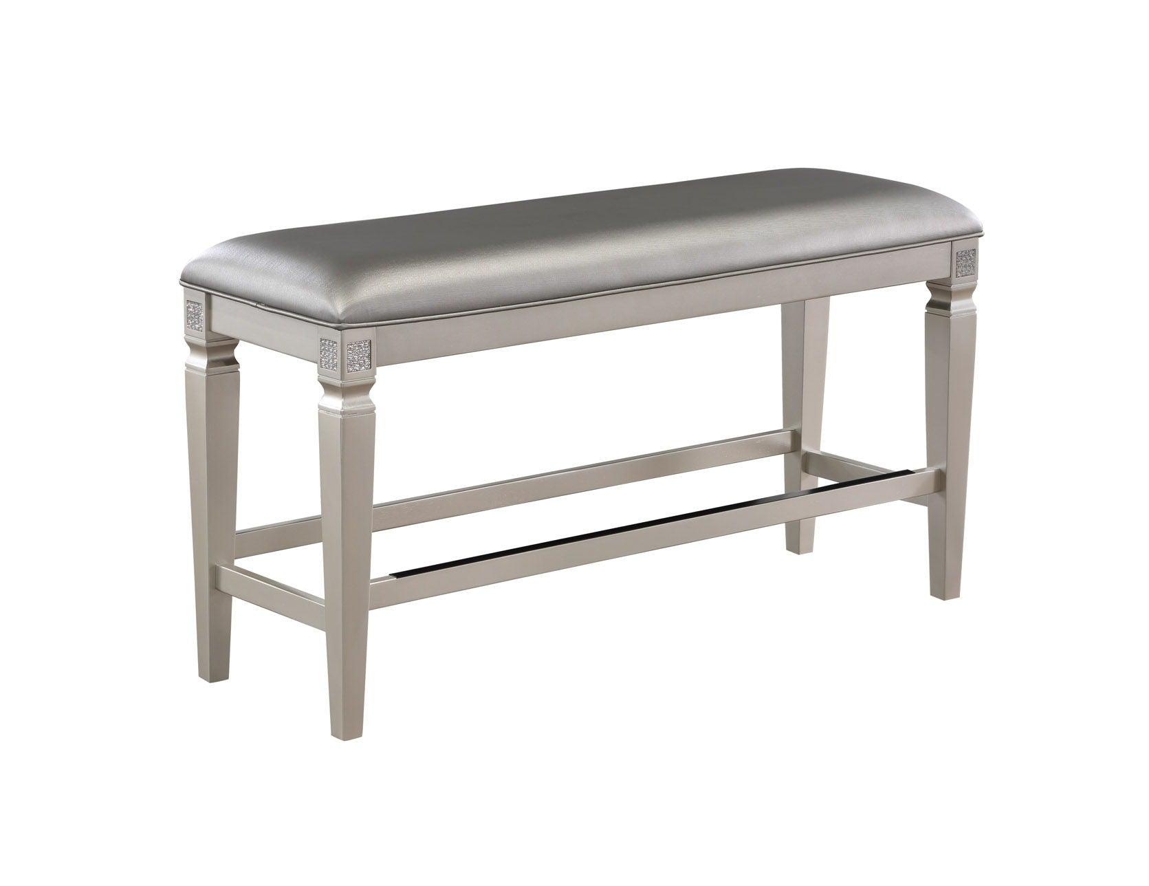 Crown Mark - Klina - Counter Height Bench - Pearl Silver - 5th Avenue Furniture