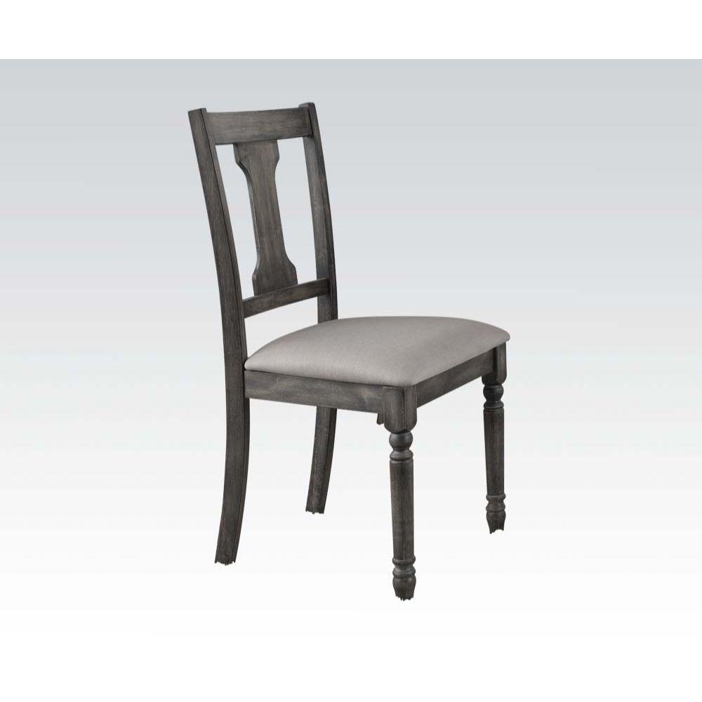 ACME - Wallace - Side Chair (Set of 2) - Tan Linen & Weathered Gray - 5th Avenue Furniture
