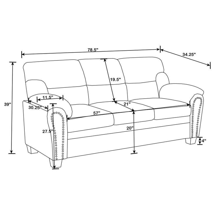 CoasterEveryday - Clemintine - Upholstered Sofa with Nailhead Trim - 5th Avenue Furniture