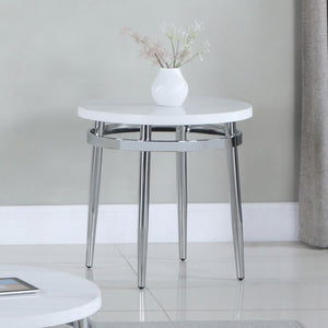 CoasterElevations - Avilla - Round End Table - White And Chrome - 5th Avenue Furniture