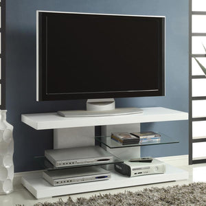 CoasterEssence - Cogswell - 2-Shelf TV Console - Glossy White - 5th Avenue Furniture