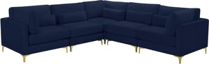 Meridian Furniture - Julia - Modular Sectional 5 Piece - Fabric - Navy - 5th Avenue Furniture