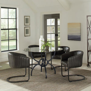 Coaster Fine Furniture - Aviano - 48" Round Glass Top Dining Table - Clear And Gunmetal - 5th Avenue Furniture