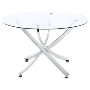 CoasterEveryday - Beckham - 5 Piece Round Dining Set - Chrome And White - 5th Avenue Furniture