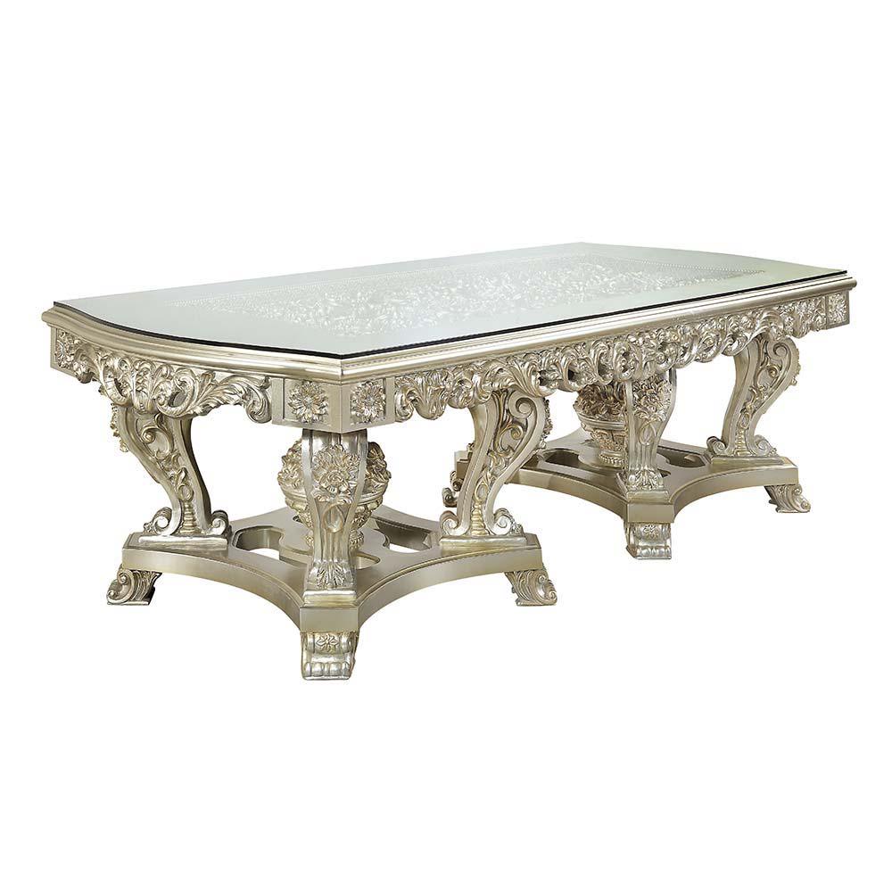 ACME - Sorina - Dining Table - Antique Gold Finish - 5th Avenue Furniture