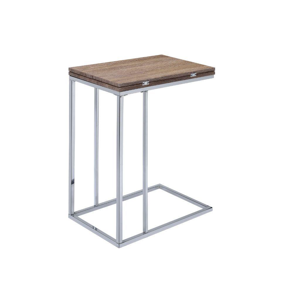 ACME - Danson - Accent Table - Weathered Oak & Chrome - 5th Avenue Furniture