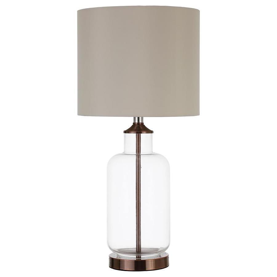 CoasterEveryday - Aisha - Drum Shade Table Lamp - Creamy Beige And Clear - 5th Avenue Furniture