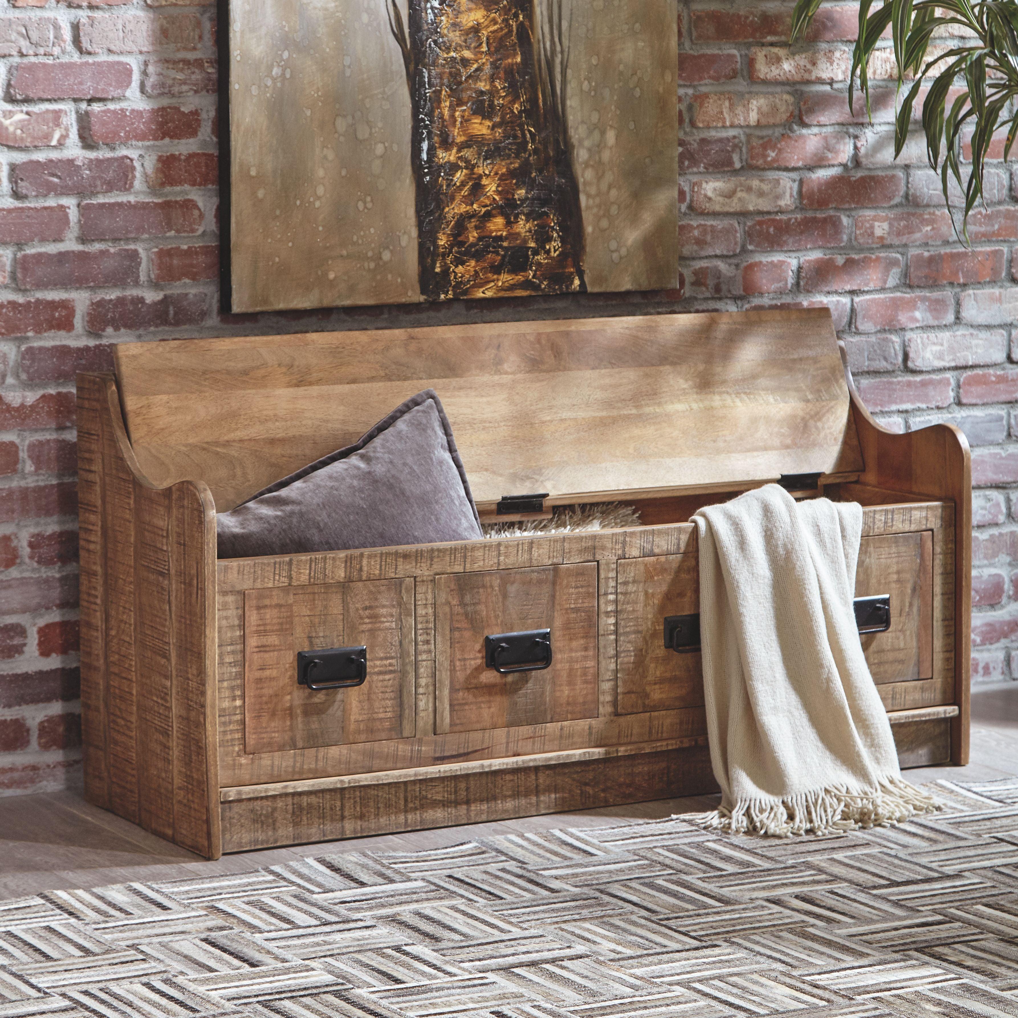 Ashley Furniture - Garrettville - Brown - Storage Bench - 5th Avenue Furniture